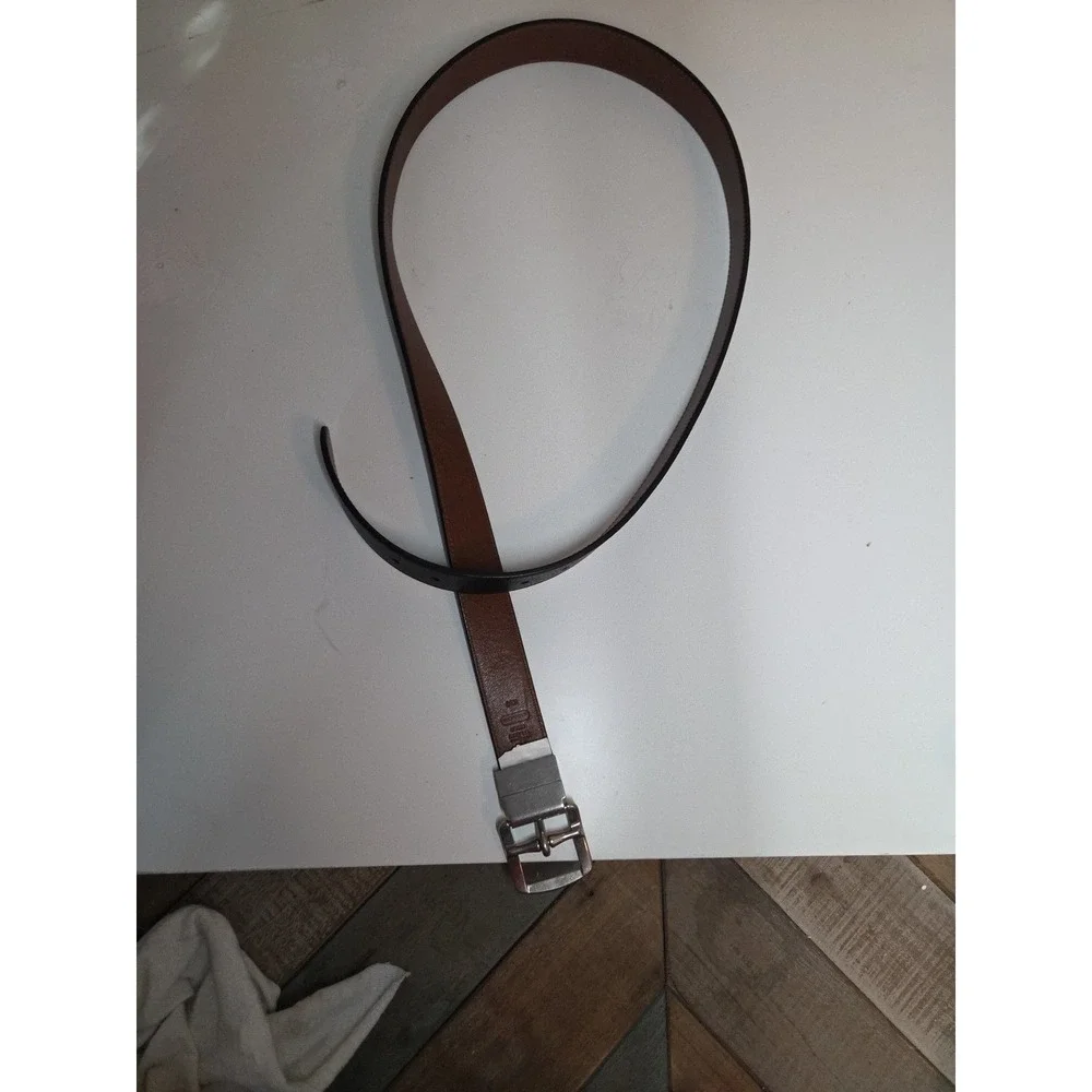 Coach Black Brown‎ Reversible Leather Belt Sz 42 Silver Buckle 69900